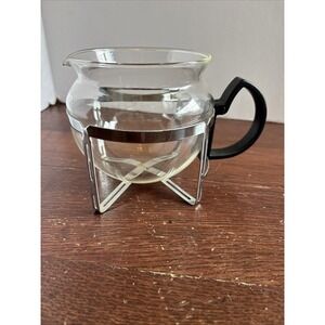 RARE VINTAGE GLASS & METAL 2 CUP TEA POT ONLY~EXCELLENT CONDITION~TEA POT